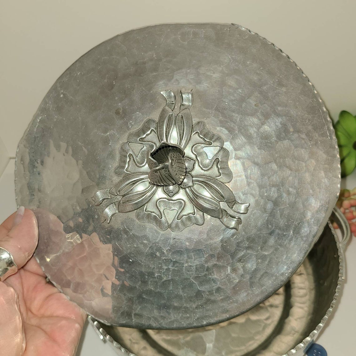 Hammered Aluminum Bowl W/ Matching Lid. Etsy