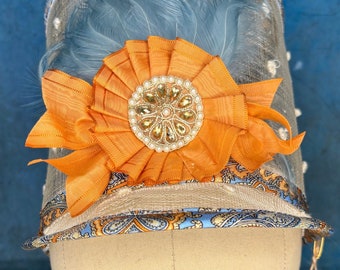 Regency Sinamay Shako with silk binding and antique moire ribbon