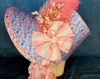 Regency Bonnet Jane Austen Bonnet Bridgerton Style with antique feathers