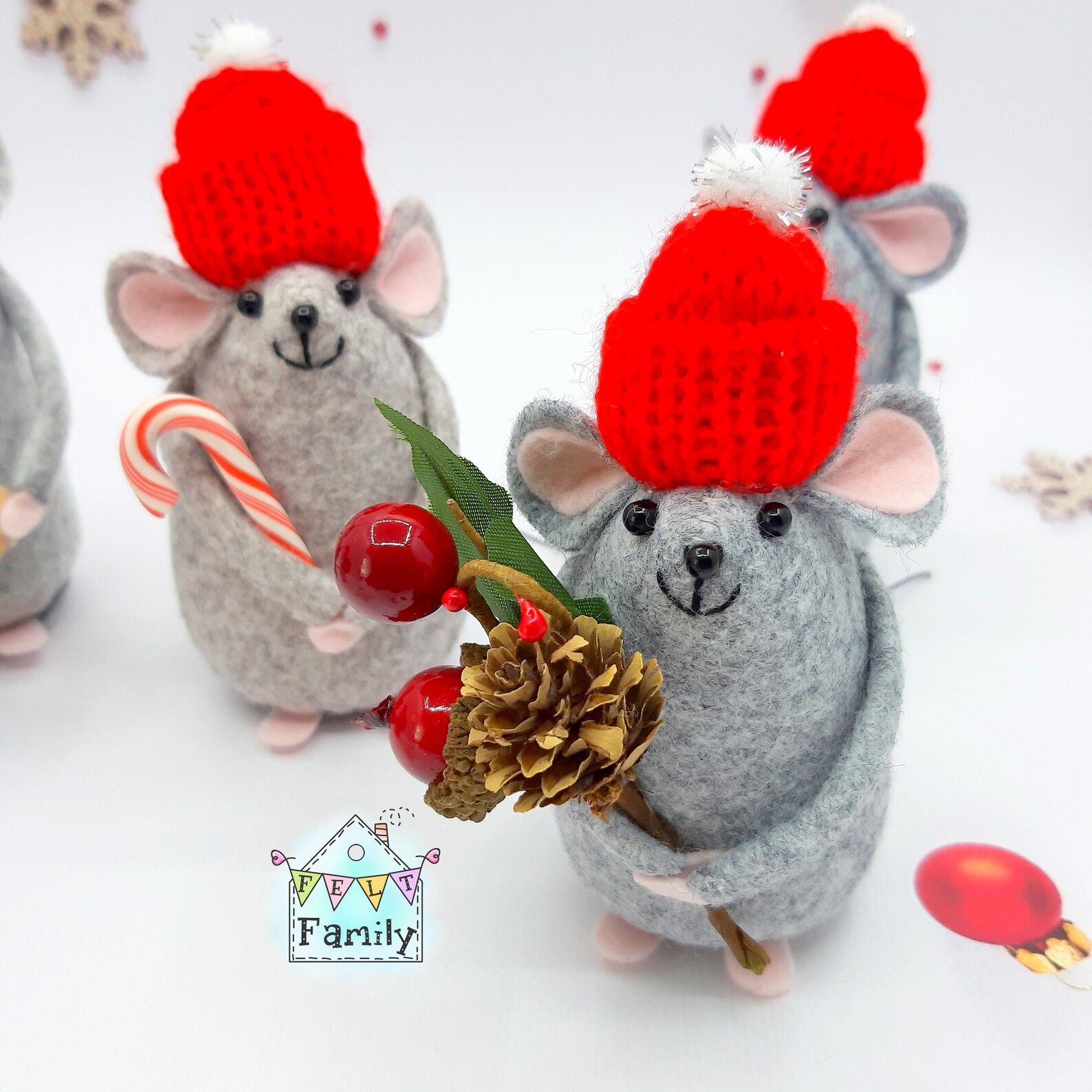 Felt mouse Christmas pattern in PDF and SVG formats. Download Etsy