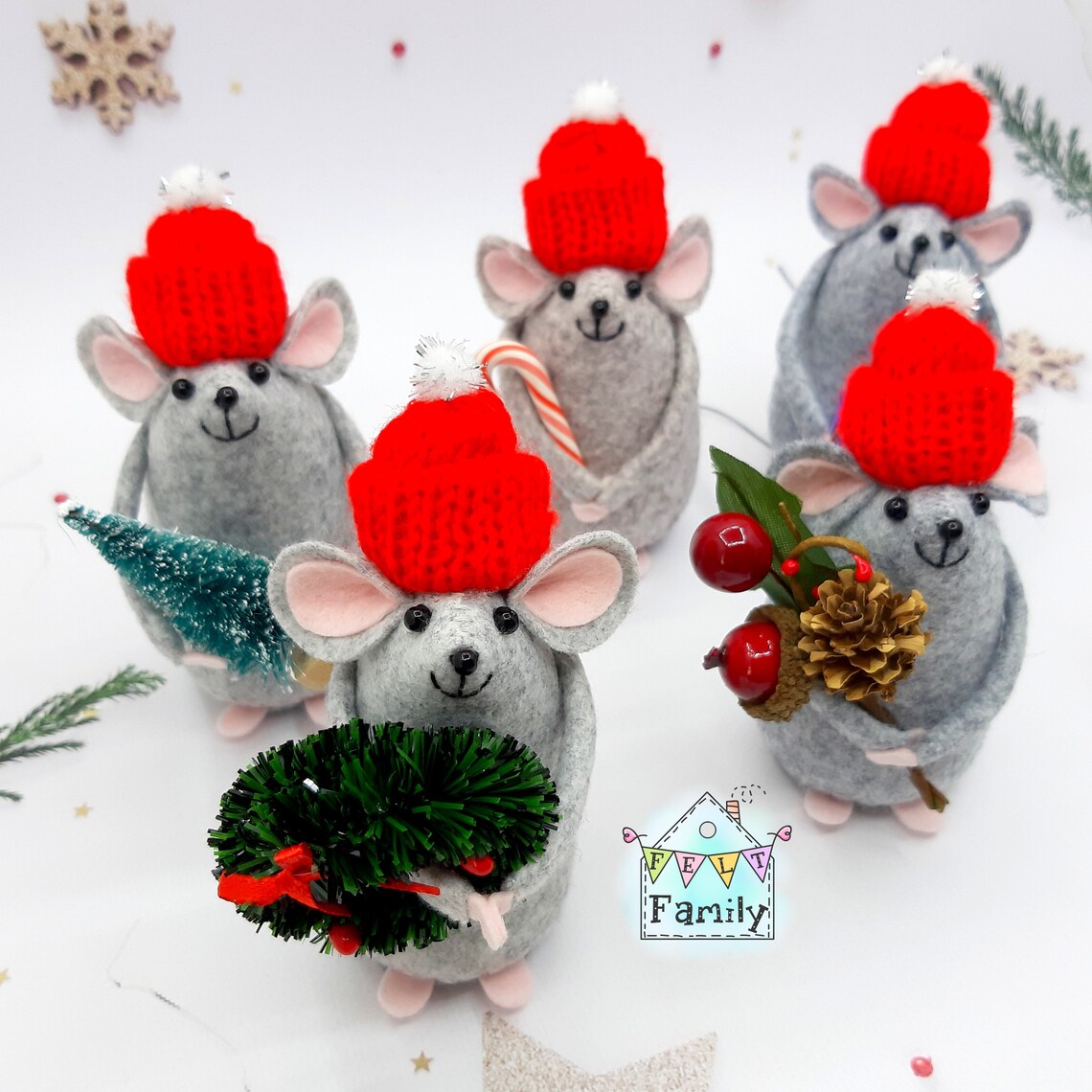 Felt mouse Christmas pattern in PDF and SVG formats. Download Etsy