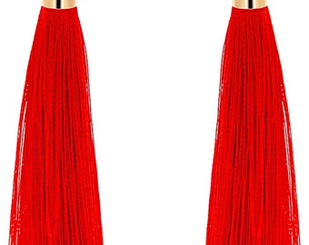 Long Thread Tassel Drop Earrings for Women, Boho Tassel Statement Earrings for Women Dangle