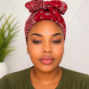 Satin-Lined Boho Turban Headwrap, Pre-Tied Cloth Head Wraps (Women's)