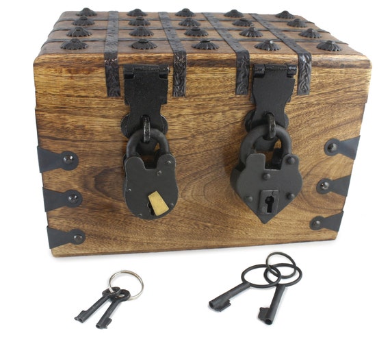 Treasure Chest and Two Locks Large Wooden Pirate Treasure Etsy