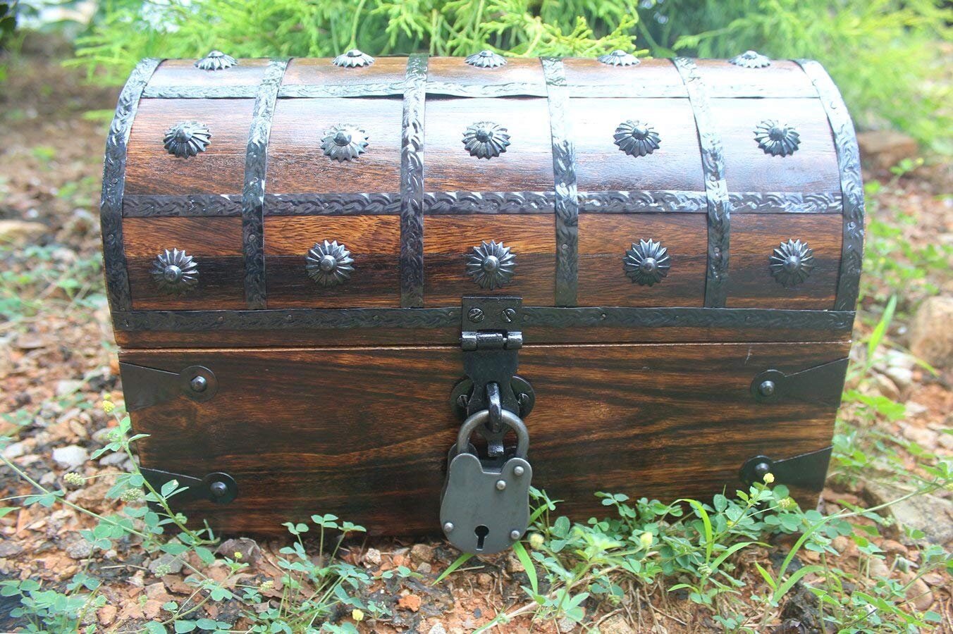 Treasure Chest Free Lock Large Wooden Authentic Pirate Etsy