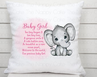 Baby newborn cushion personalised Ten Fingers and Ten Toes Pink or Blue Baby Gift Birth Keepsake