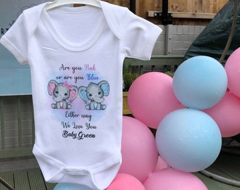 Baby Gender Reveal Party Baby Vest / Bodysuit Baby Shower Gift Present Keepsake Boy or Girl? Can be Personalised Gift Present