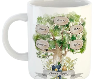 Personalised My Family Tree Mug Gift Boxed Unique Unusual Present Ideal for Christmas Mother's Day, Birthday Special Anniversary Ceramic Mug