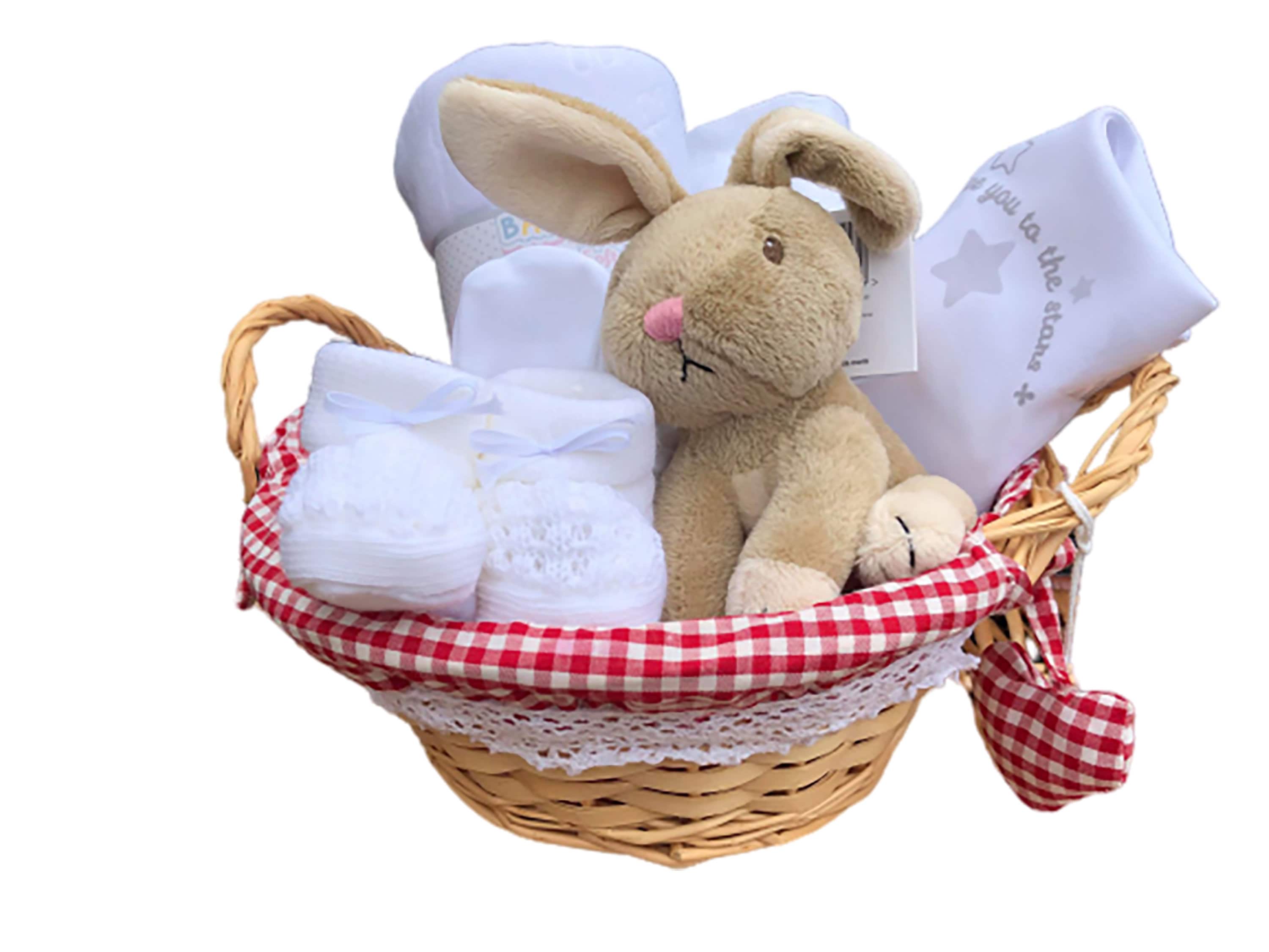 Baby Hamper Gift Set in Wicker Basket Choice of Bunny or Etsy