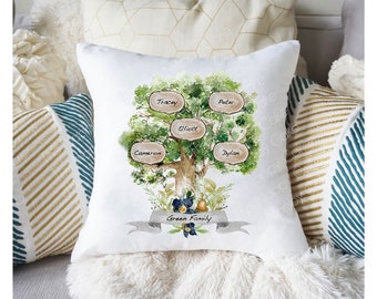 Personalised Family Tree Cushion Oak Tree Design Gift Ideal Gift for Mother's Day, Birthday, Christmas Unique Present / Gift for loved ones