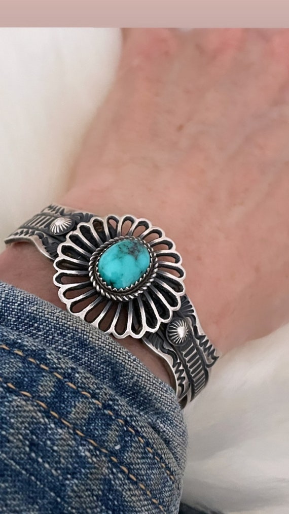 Gorgeous Turquoise and Sterling Silver Cuff Bracel