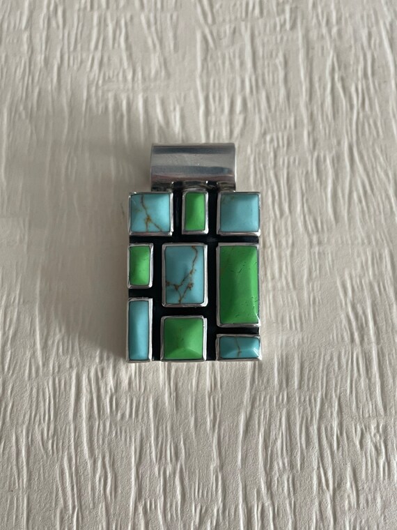 Rectangle Channel Inlay Turquoise and Variscite P… - image 2