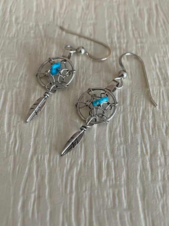 Turquoise  Dream Catcher Earrings - image 6