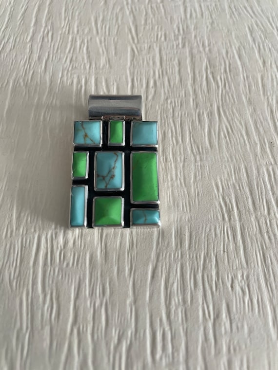 Rectangle Channel Inlay Turquoise and Variscite P… - image 10