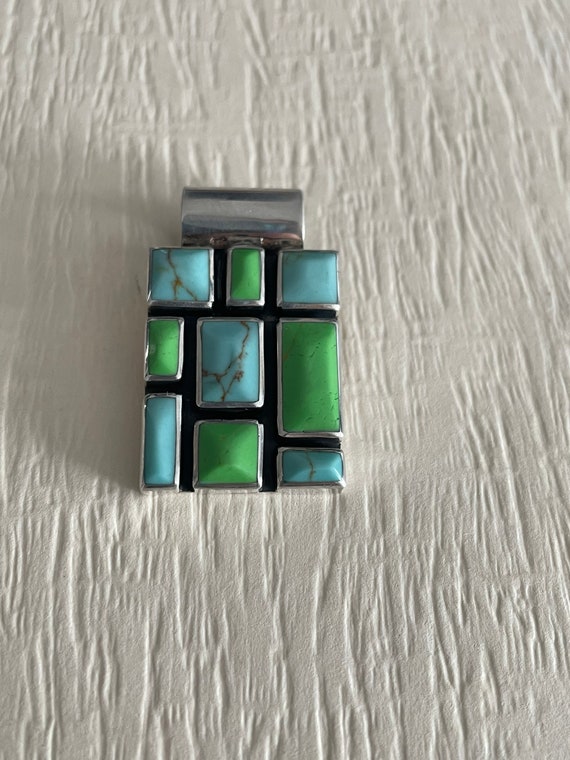 Rectangle Channel Inlay Turquoise and Variscite P… - image 6