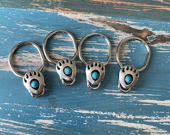 Bear Claw and Turquoise Keychain, Boho keychain; Bear Claw keychain; Purse Zipper Pull; Boot Zipper Pull