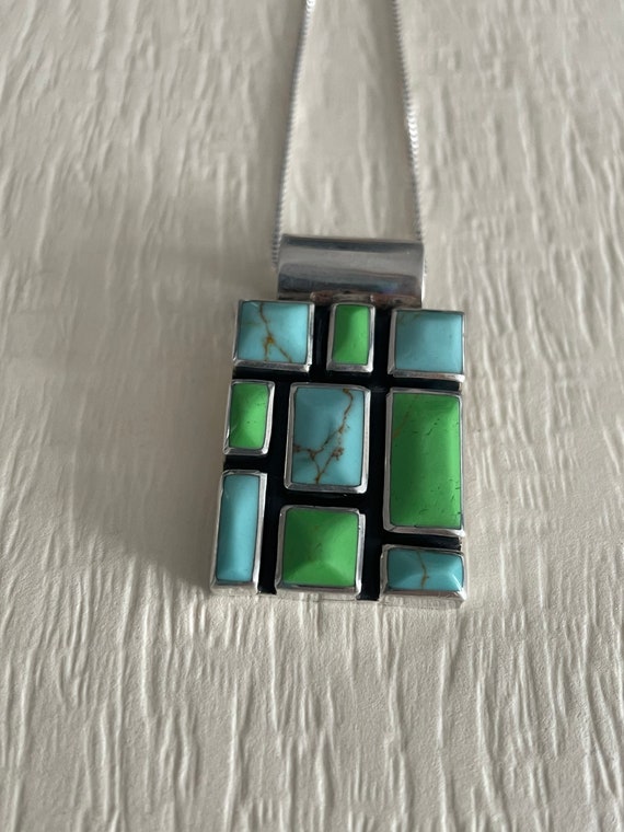 Rectangle Channel Inlay Turquoise and Variscite P… - image 8