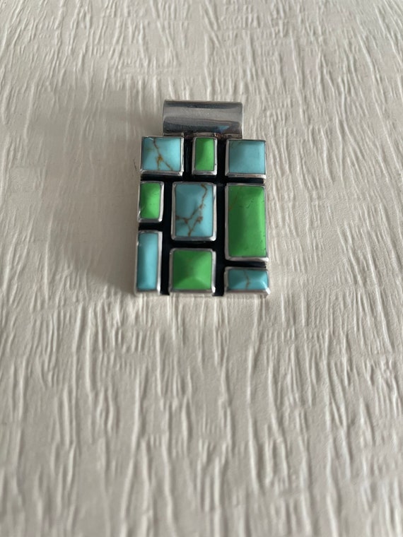 Rectangle Channel Inlay Turquoise and Variscite P… - image 5