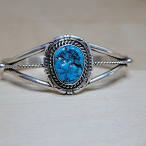 Turquoise Nugget Sterling Silver Vintage Cuff Bracelet