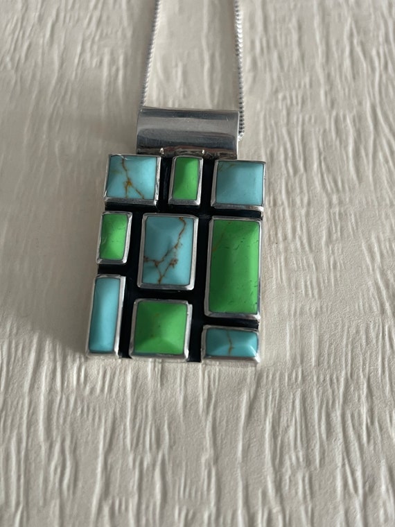 Rectangle Channel Inlay Turquoise and Variscite P… - image 4