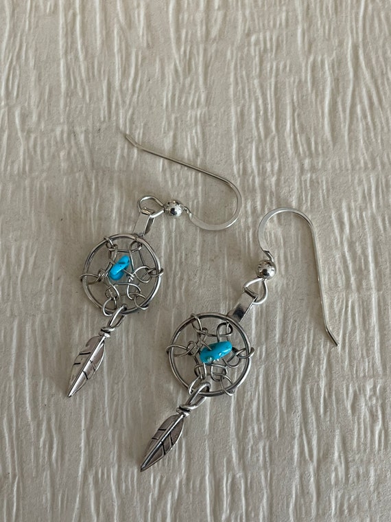 Turquoise  Dream Catcher Earrings - image 3