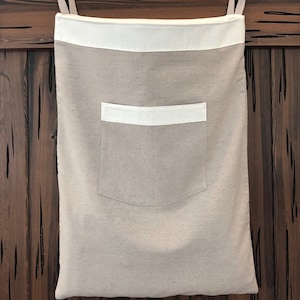 Over The Door Hanging Laundry Hamper Bag Heavy Duty Natural Cotton Canvas Drawstring Closure with Carry Strap Hooks NOT Included image 4