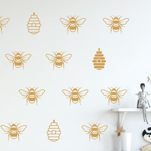 Bee & Beehives Kids Bedroom Wall Sticker Nursery Boys Girls Wall Art Decal