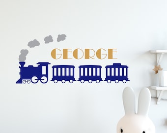 Train Wall Sticker Decal Boys Girls Nursery Steam Train Personalised Name Vinyl