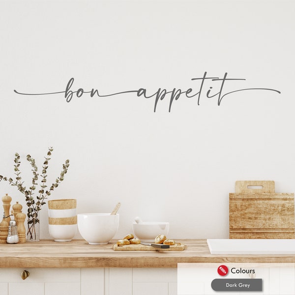 Kitchen Wall Sticker Quote Bon Appetit Wording Home Decor Decal
