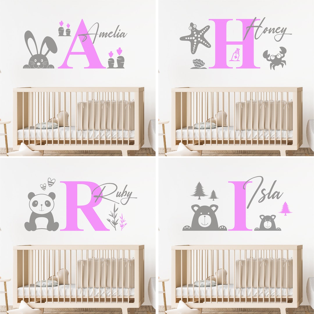 Girls Custom Name Personalised Wall Sticker Nursery Baby Initial ...