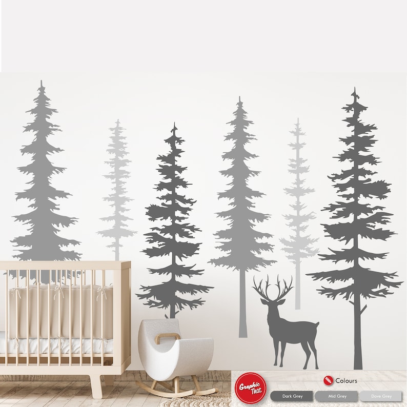 Pine Tree Wall Decal Nursery Bedroom Tree Art Sticker Etsy UK
