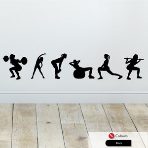 Women's Gym Wall Stickers x6 Workout Vinyl Decals