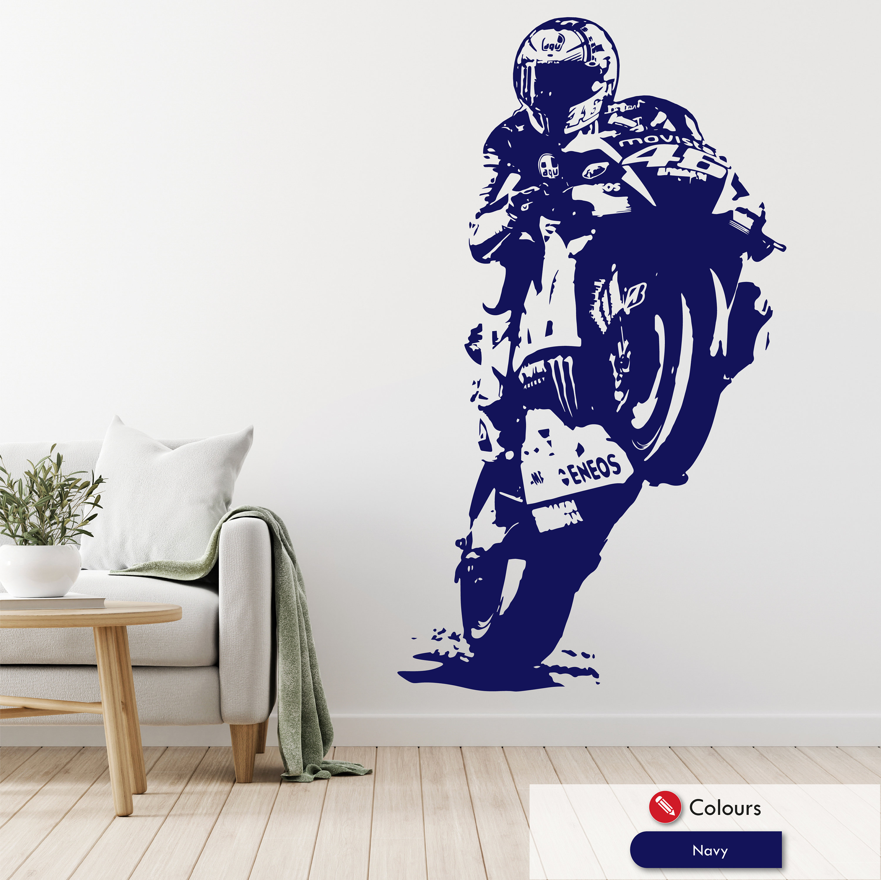 Rossi Sticker - Fluorescerend Geel - Vinyl - 10 Cm - Nr. 46 - Die-cut - Voor Binnen En Buiten - Niet-officiële Fanart