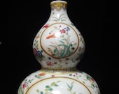 Antique Chinese Painting Porcelain Double Gourd Vase quot QianLong quot Mark