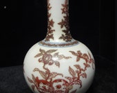 Fine Old Chinese Red Hand Painting Porcelain Bottle Vase quot QianLong quot Mark