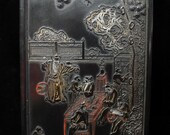 Rare Large Old Chinese Five Old Men Carving Ink Stick quot QianLong quot Mark