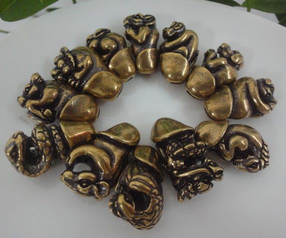 A Set of Retro Curio Chinese Solid Brass 12 Zodiac Animal Bullet
