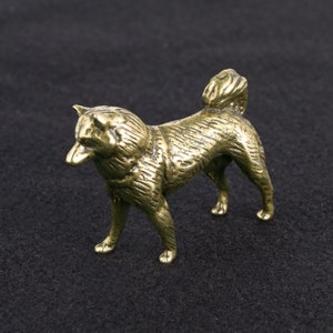 Antique Brass Dog Figurine: Chinese Small Statue (5.6CM)