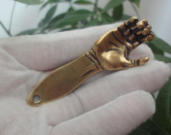 Antiqued Handmade Solid Brass A Hand Arm Men Keyr… - image 3