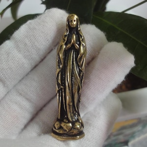 Retro Solid Brass Collection Virgin Mary Women Statue Sculpture Pendant