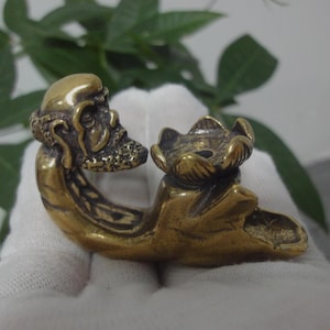 Creativity Chinese Old Solid Bronze Statue Bodhidharma Buddha Incense Burner Censer