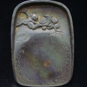 Vintage Chinese Hand Carving Bird Ink Stone Ink Slab Painting Tool with Ink Stick