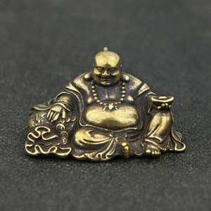 Old Chinese Solid Bronze Statue Laughing Maitreya Buddha Pendant