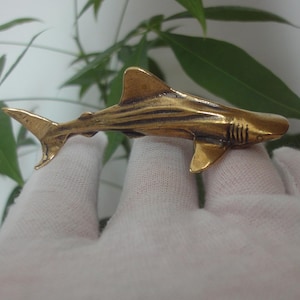 Old Chinese Solid Bronze Shark Statue Sculpture Collection for Gift