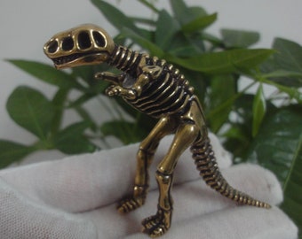 Antiqued Chinese Brass Tyrannosaurus Rex Skeleton Dinosaur Statue Figurine