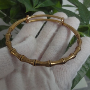 Chinese antieke puur massief messing bamboe gewrichten damesarmband