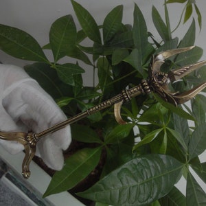 Creativity Chinese Old Solid Bronze Fish Fork Trident Statue with Base Colletion