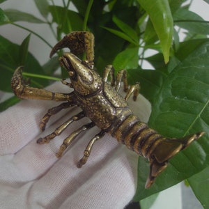 Retro Solid Brass Vivid Lobster Statue Animal Sculpture for Home Decoration