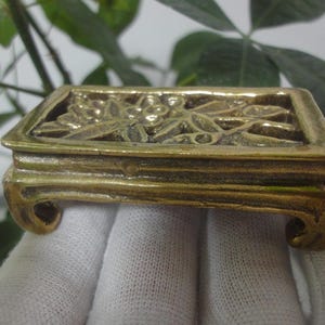 Vintage Chinese Solid Brass Flowers Four Feet Table Base Statue Collection
