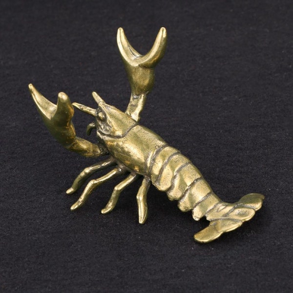 Creativity Retro Chinese Solid Bronze Crayfish Animal Statue Pen Holder